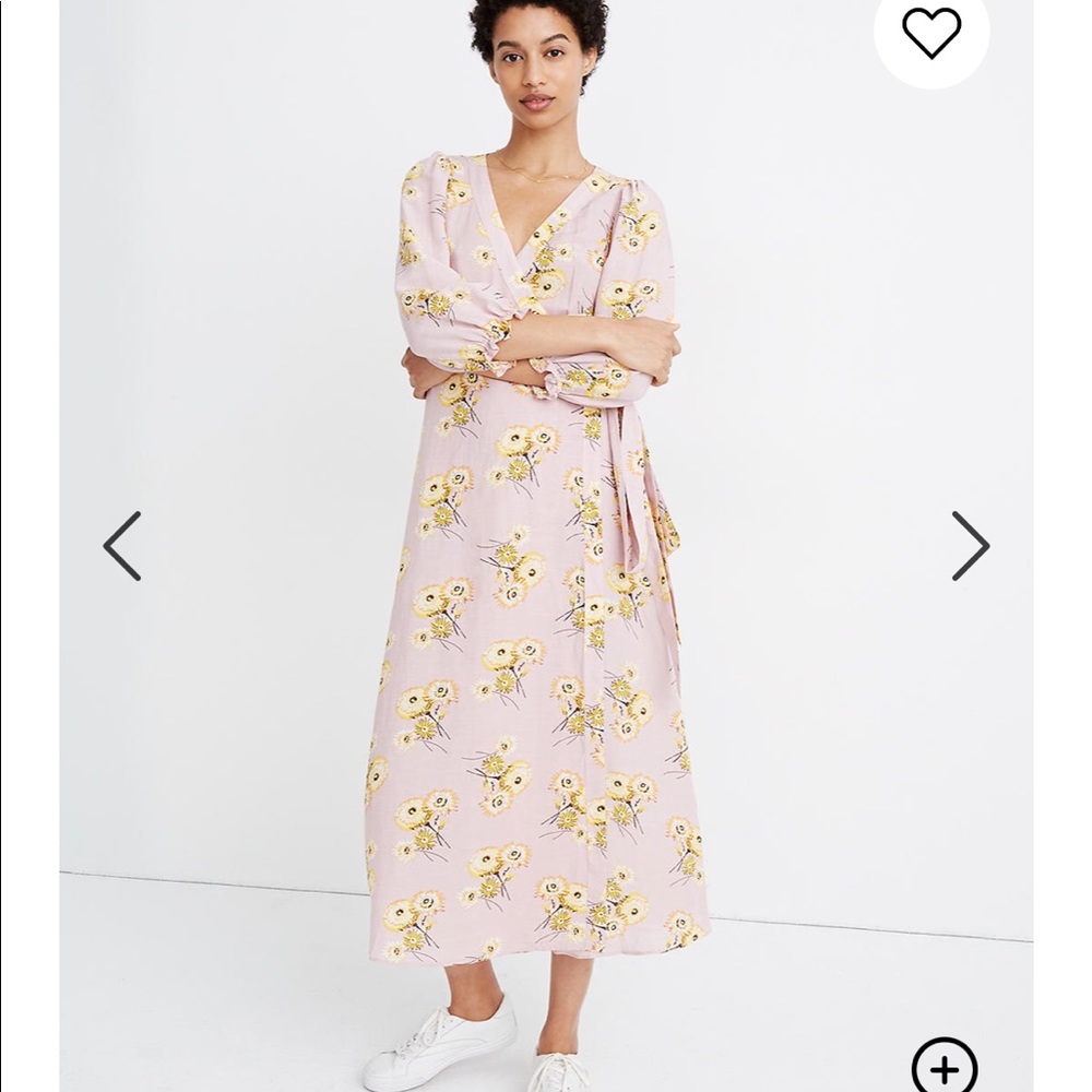 Madewell Linen-Blend Ruffle-Cuff Wrap Dress
